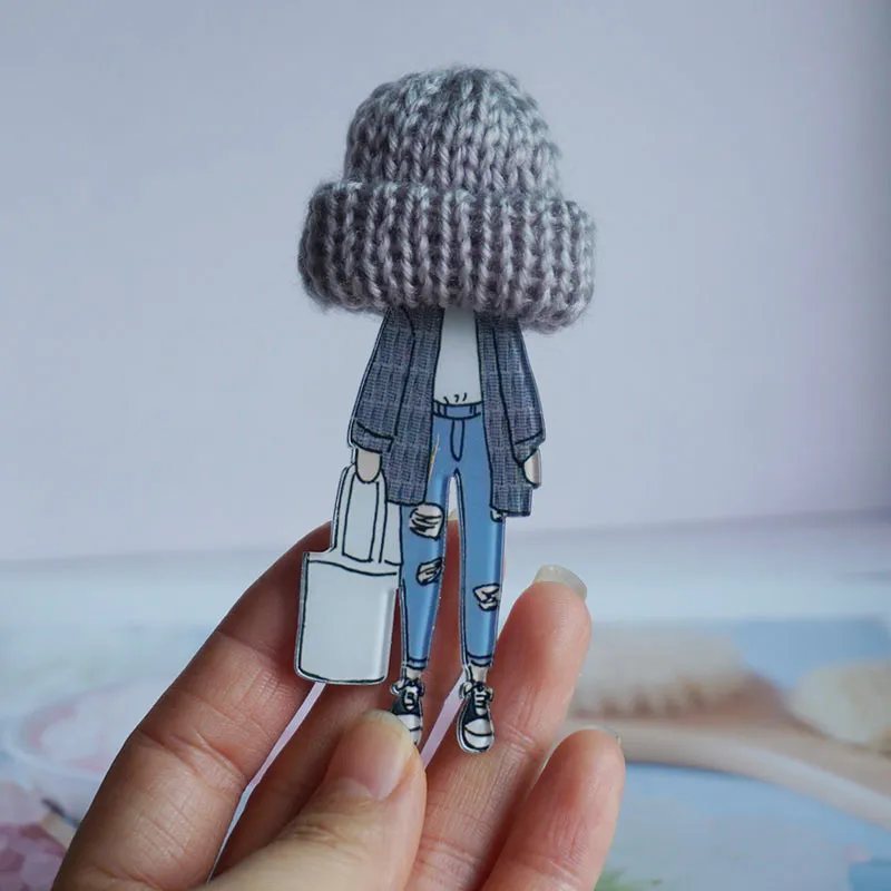 Хорошее качество творчество ручная работа Женская шерстяная брошь шляпа