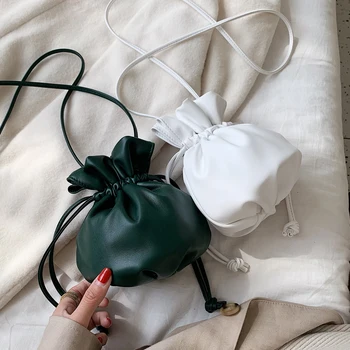 

Elegant Female Drawstring Mini Bucket bag 2020 New High Quality Leather Women's Designer Handbag Travel Shoulder Messenger Bag