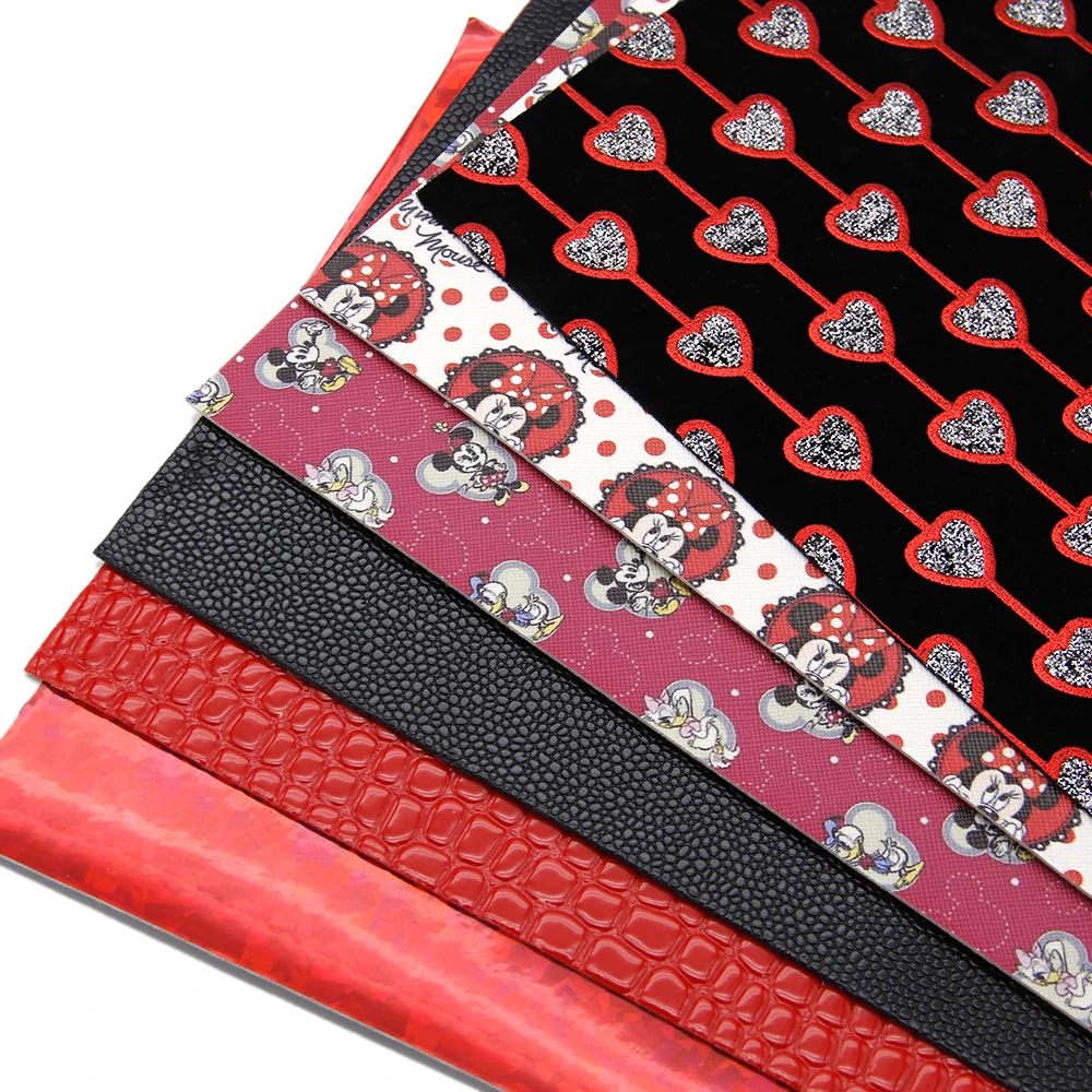 6 шт 20*34 см красная серия смешанных стилей искусственная кожа для изготовления домашнего текстиля серьги чехол для телефона обложка книги, 1Yc7862