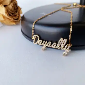 

CUSTOM Rhinestone Name Necklace Personalized Full-drilled Zircon Necklace DIY Shiny Initial Letter Necklace Birthday Gift Her