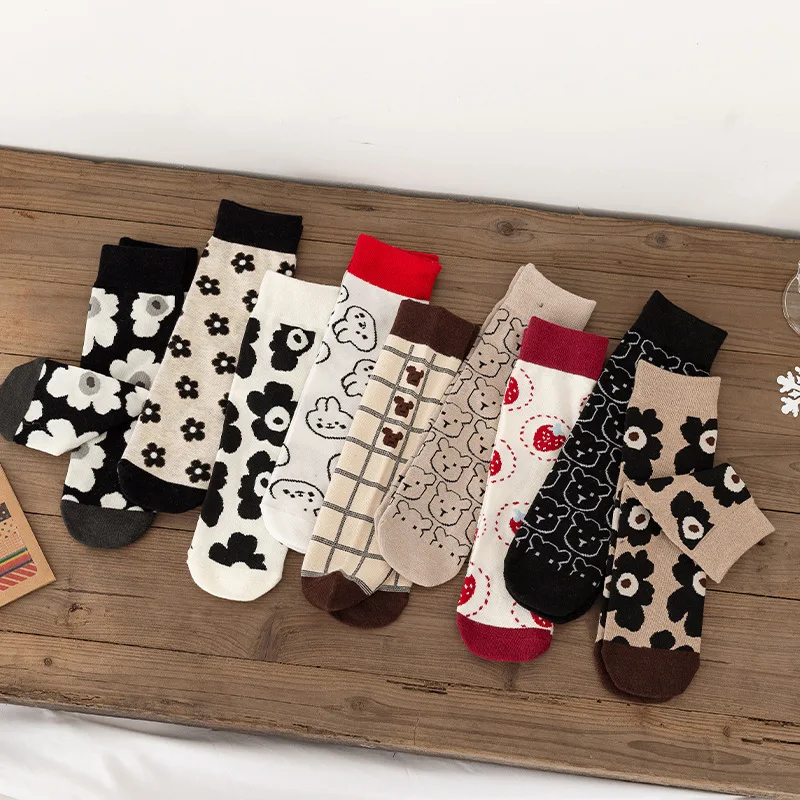 

Children'S Calf Socks 2022 Autumn Winter New Cute Baby Boy Cartoon Stockings Combed Cotton Sweet Kids Girl'S Heelless Stockings