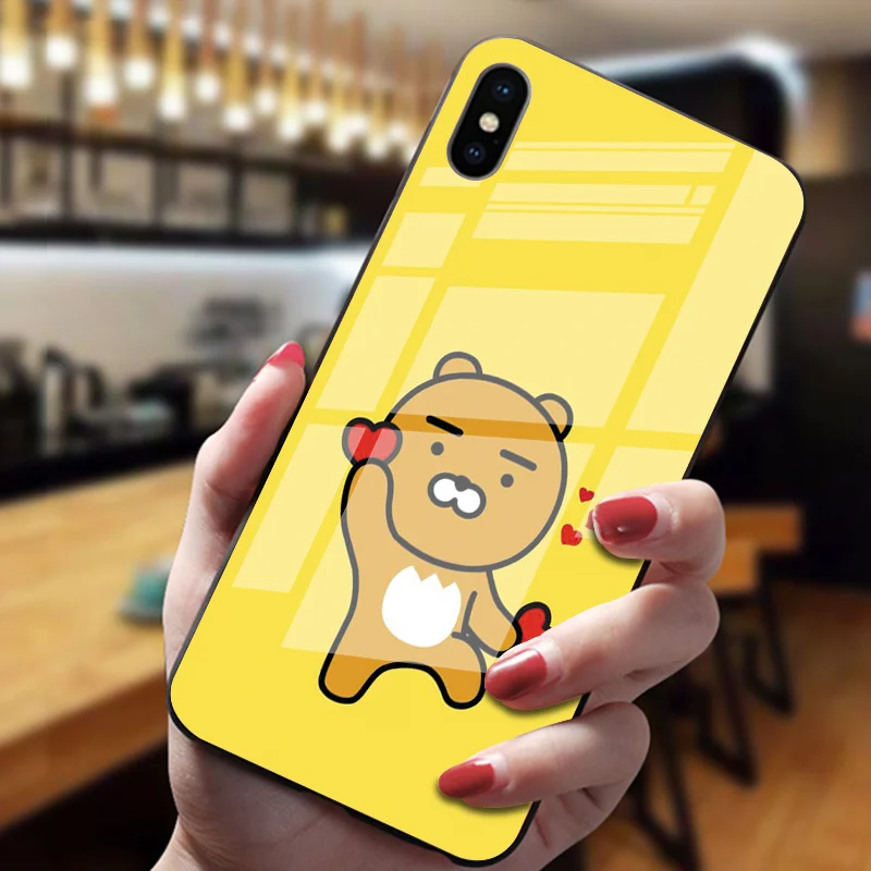 Южнокорейский мультфильм закаленное стекло чехол для телефона s для iphone XS Max XR X 5 5S SE 11 Pro Max 8 7 6S Plus Роскошный чехол для телефона