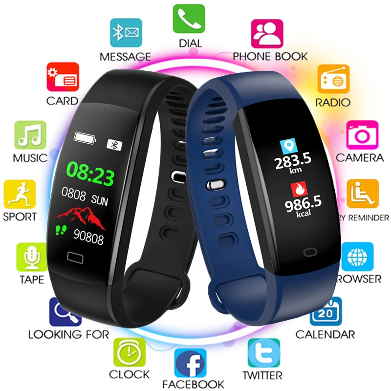 

2019 Smart Bracelet Color Screen Blood Pressure Fitness Tracker Heart Rate Monitor Smart Band Sport for Android IOS Reloj Mujer