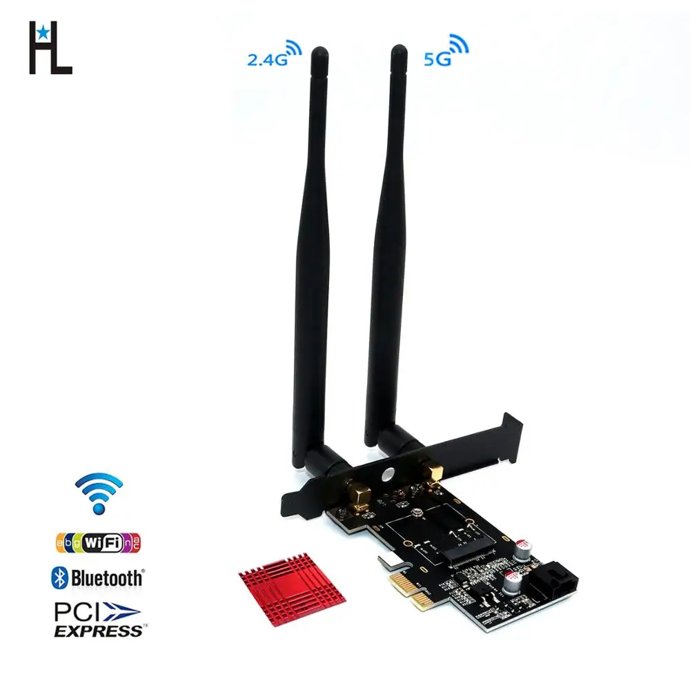 

PCIE M.2 Wifi Adapter Network Card 5 ghz 5g 5ghz Wireless PCI Express Wifi Bluetooth Adapter AC 9260 M2 Wifi Card Antenna for PC