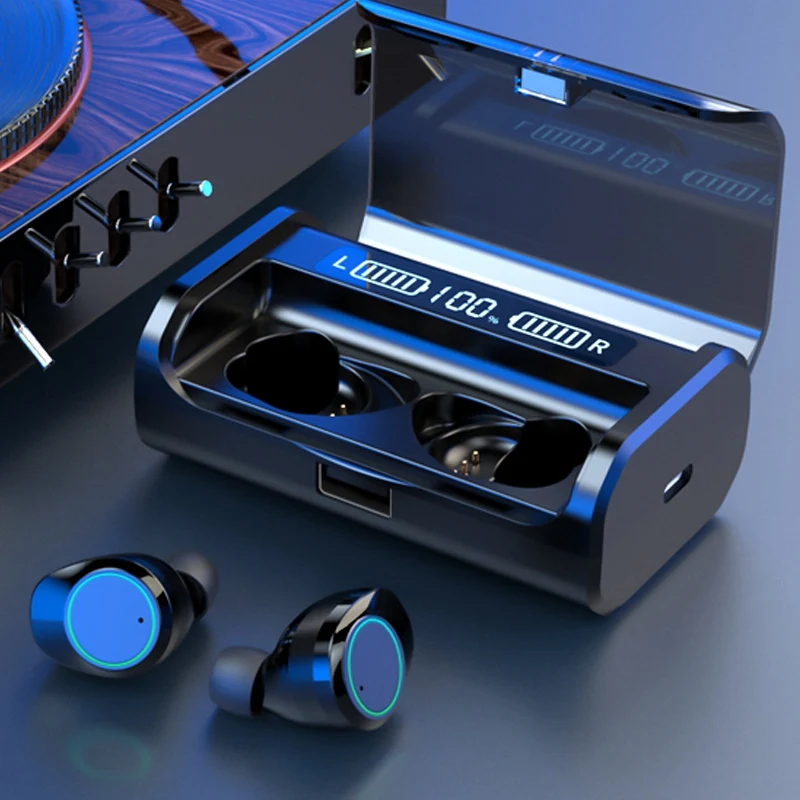 TWS Bluetooth наушники стерео бизнес Bluetooth светодиодный дисплей питания гарнитура Беспроводные наушники с 4000 мАч зарядным устройством