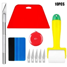 Window Tint Kit Wrap Tools Kit Razor Blades Card Scraper Tool Conqueror Corner Shank Shower Tint Felt Squeegee Knife Film Instal