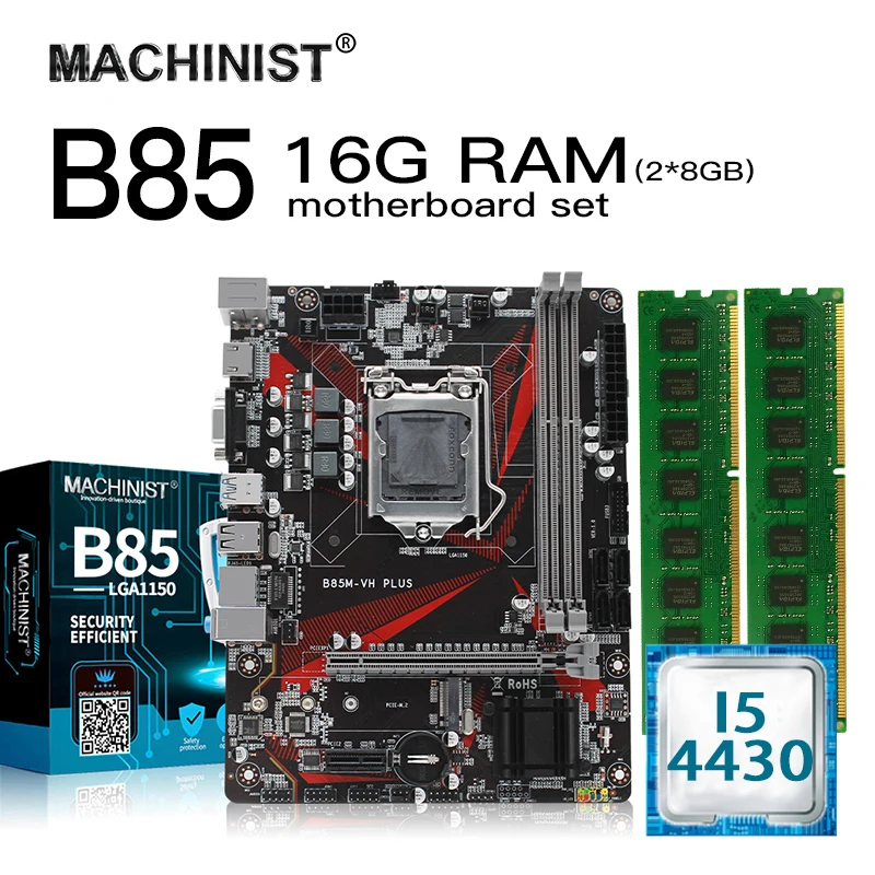 Комплект материнской платы B85 LGA1150 с процессором Intel I5 4430 16G(2*8G) ddr3 ram Micro ATX M.2 NVME SSD