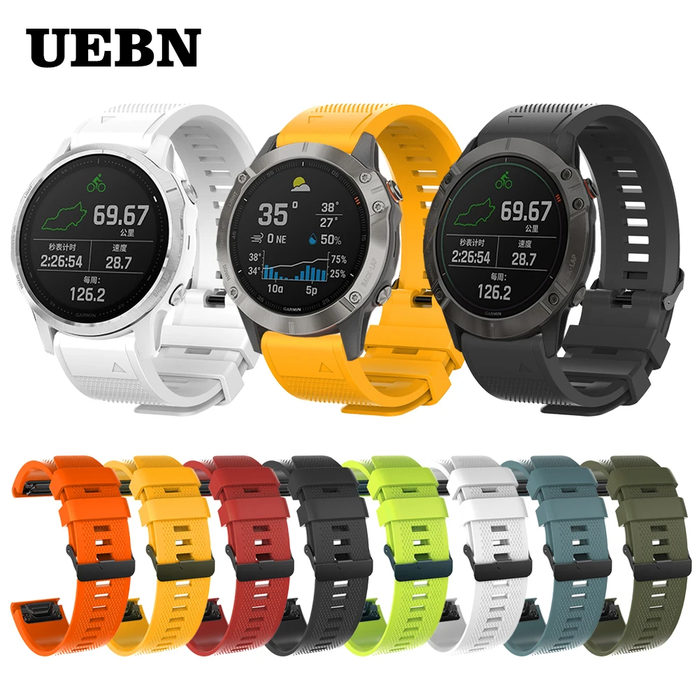 UEBN/20 мм/22 мм 26 Quick силиконовый ремешок для смарт-часов Garmin Fenix 6 6X 6S /5S 5X 5 Plus 3HR часов