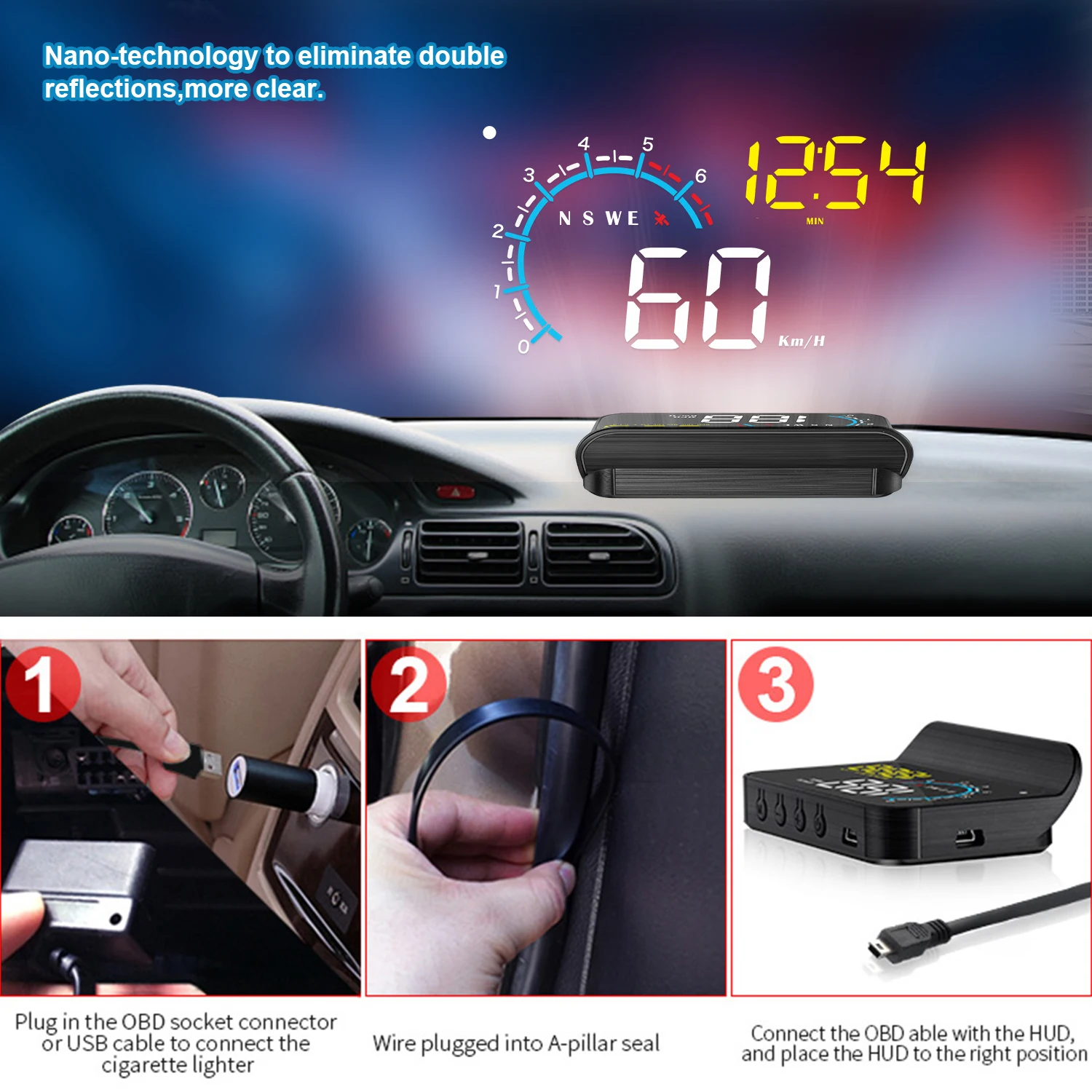 WYING M12 ο GPS HUD ڵ OBD2   ÷ GPS  ĵ, HUD      溸 ý