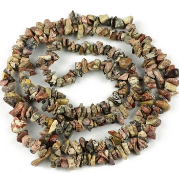 

YHBZRET Wholesale Gravel Irregular Shape long 86cm Natural Leopard stone Chips Beads For Jewelry Making DIY Bracelet Necklace