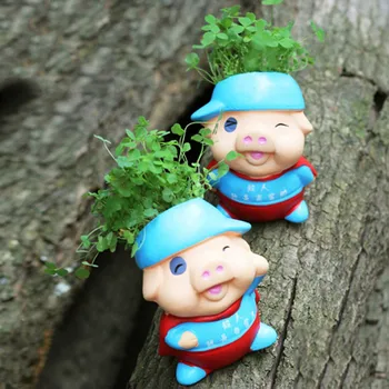 

Creative Flower Pots Stakes Resin Flowerpot Office Cartoon Flower Pots Decorative Ornaments Cute Pig Ucculent Plants Pots
