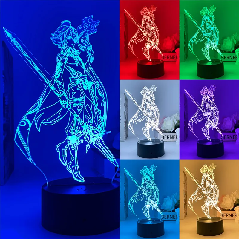 Genshin Impact Night Light 3D Illusion Lamp Hot Game  Light for Bedroom Decor LED Light Atmosphere Bedside Night Lamps Kids Gift