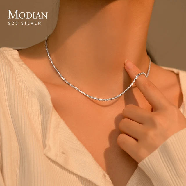 Modian abbagliante collana regolabile semplice per donne ragazze gioielli  in argento Sterling 925 di lusso di marca 2021 nuovi accessori di modalità  - AliExpress