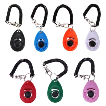 

Pet Cat Dog Training Clicker Plastic Dogs Trainer Aid Too Adjustable Wrist Strap Sound Key Chain Remote Whistle Clicker