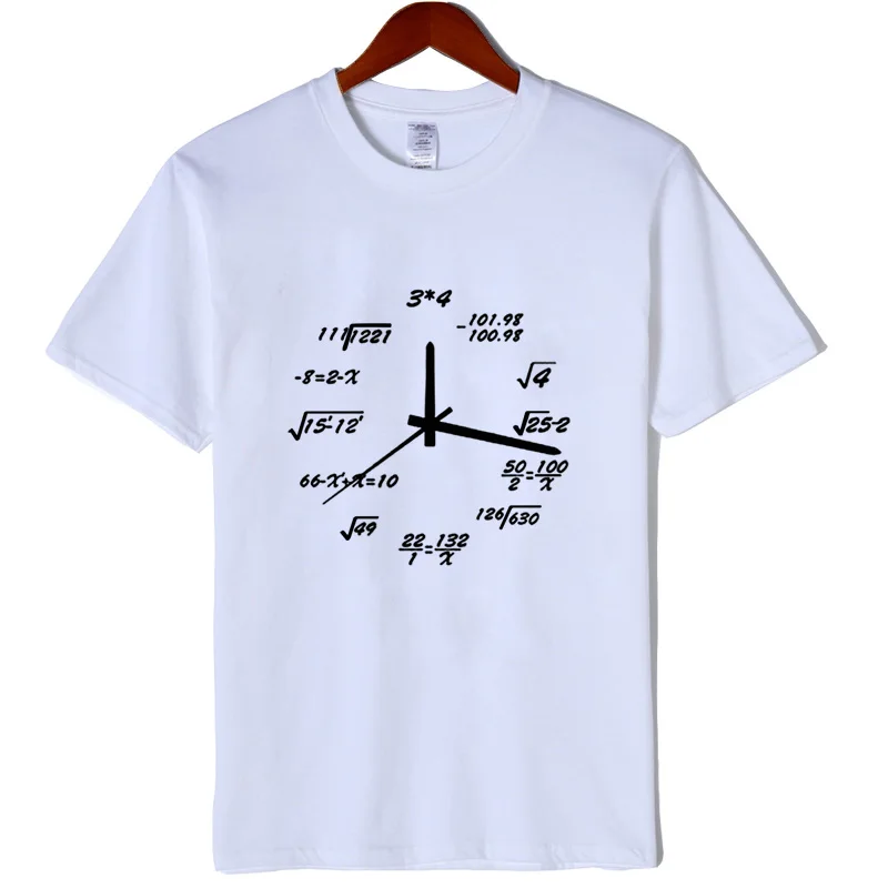 Мужская футболка из хлопка с принтом математических формул, забавная Мужская футболка, повседневная мужская футболка с коротким рукавом и круглым вырезом, крутая Мужская футболка - Цвет: White