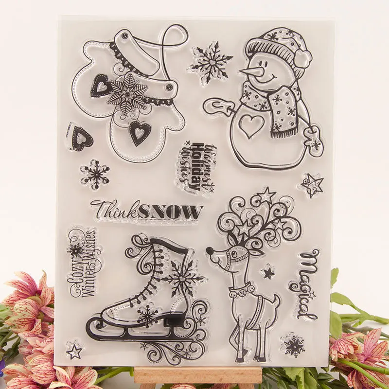 

Christmas Snowman Transparent Clear Silicone Stamps for DIY Scrapbooking Photo Album Decor