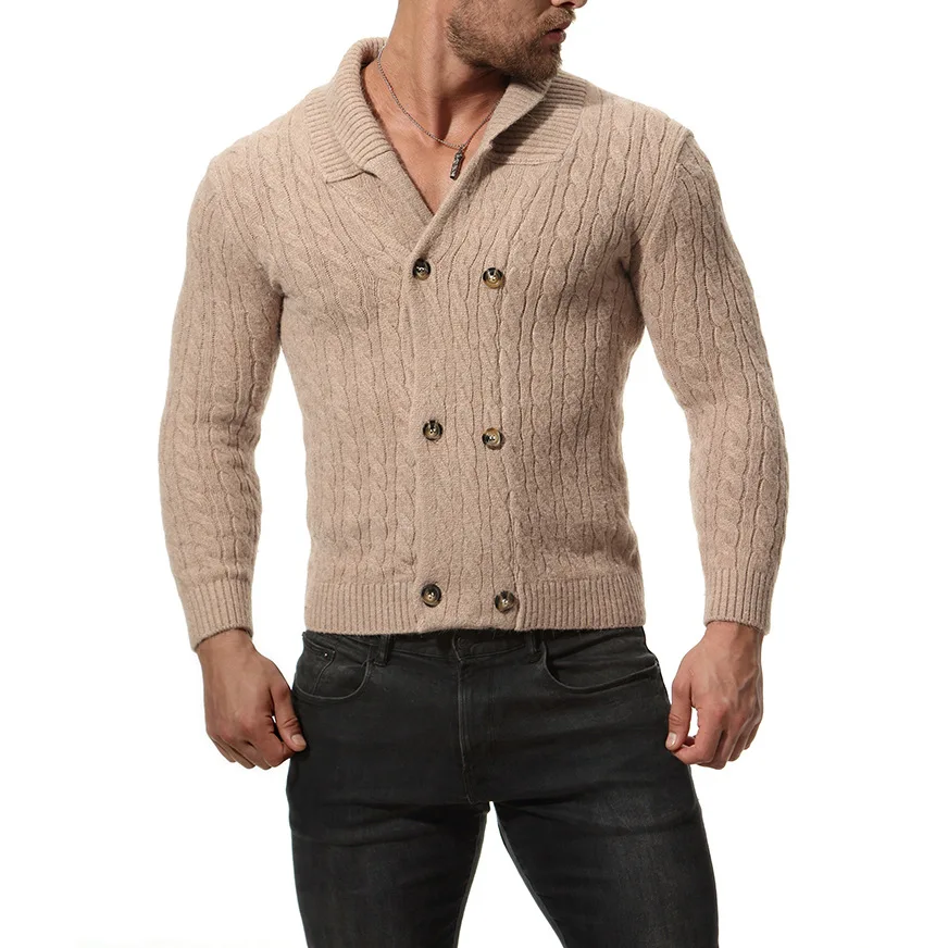 Beste Slanke mannen Trui Gebreide Lange Effen Kleur Reguliere Truien voor Man