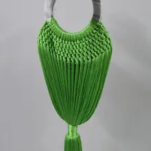 Сетчатая Сумка с кисточками, новинка, акриловая разноцветная тканая сумка с круглой ручкой a0299