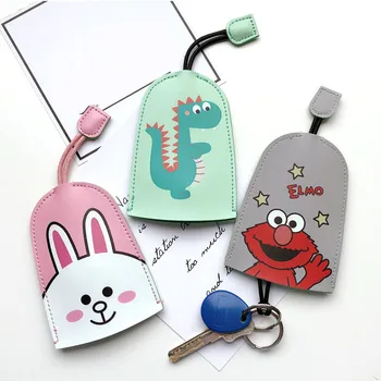 

Fashion Cartoon Elmo Pull Type Key Bag PU Leather Key Wallets Housekeepers Car Key Holder Case New Leather Keychain Pouch