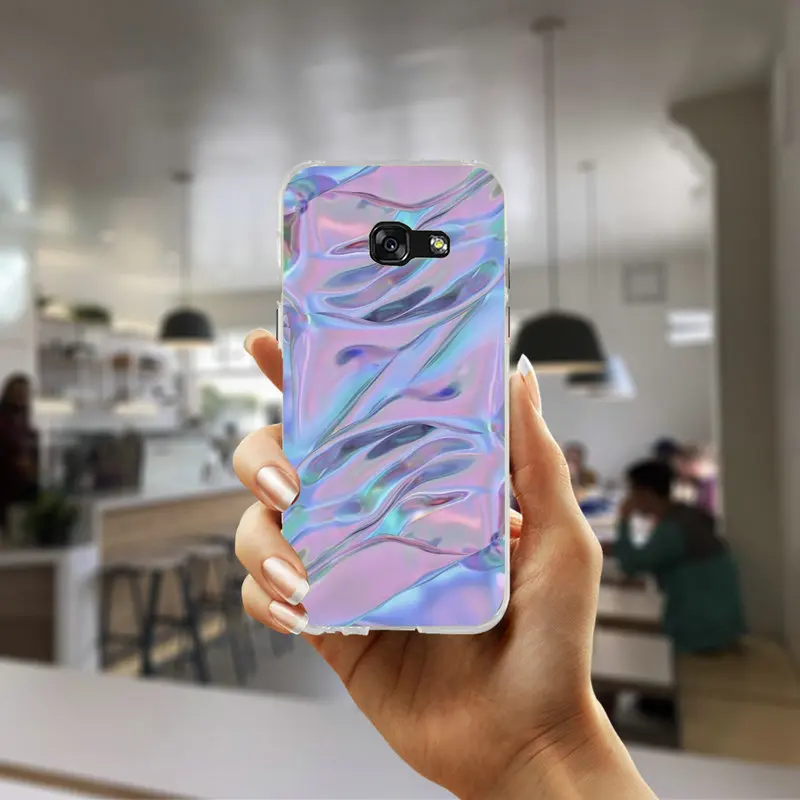 Мягкие силиконовые чехлы из ТПУ для мобильных телефонов Samsung Galaxy A3 A5 A7 J1 J2 J3 J5 J7 Coque Shell розовый популярный голографический - Цвет: Picture 2