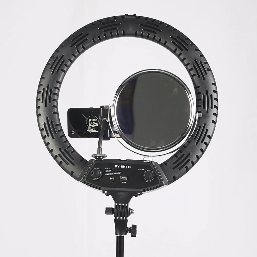 Photo Studio Selfie Ring Light 18 Inch Dimmable LED Lamp for Makeup Youtube Video with Cosmetic Mirror 2M Tripod 3 Phone Holder