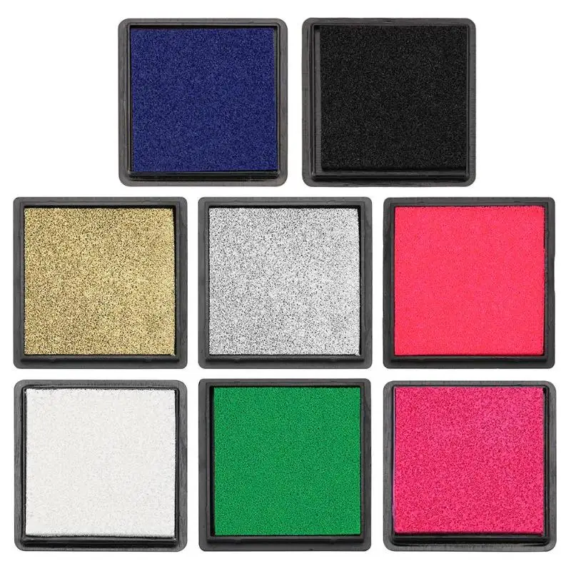 

Fingerprint Square Inkpad for DIY Scrapbook Card Paper Craft Making Stamp Dark Blue Black Gold Silver Pink White Green Dark Rose