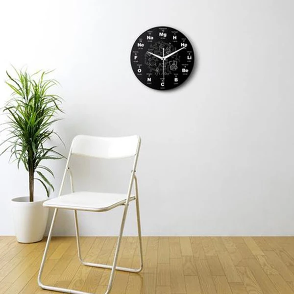 Периодической таблицы элемент Wall Art химические символы настенные часы развивающие элементарной Дисплей классе часы Гостиная домашний декор
