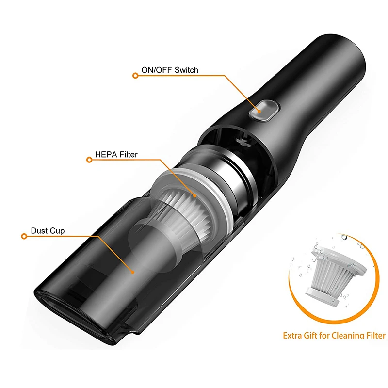 US $23.30 Handheld Auto Vacumm Cleaner Mini Wireless Car Vacuum Cleaner Super Strong Suction 5500 Pa 60W Portable For Car Home Pet Hair