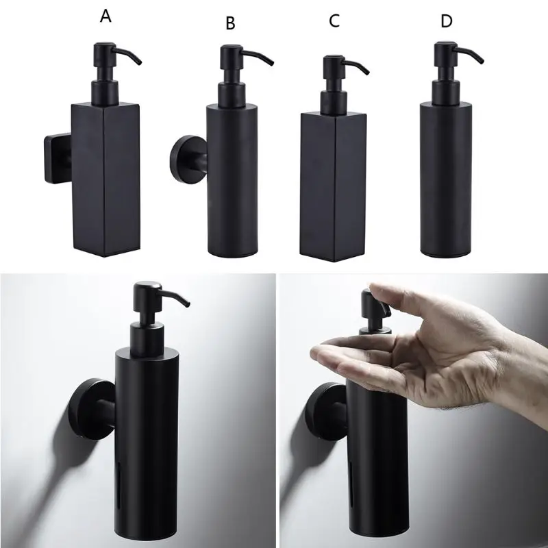 200 Ml Nhà Tắm Dán Tường Bình Bơm Thép Không Gỉ Dầu Gội Xả Đen|Hộp đựng nước xà phòng| - AliExpress