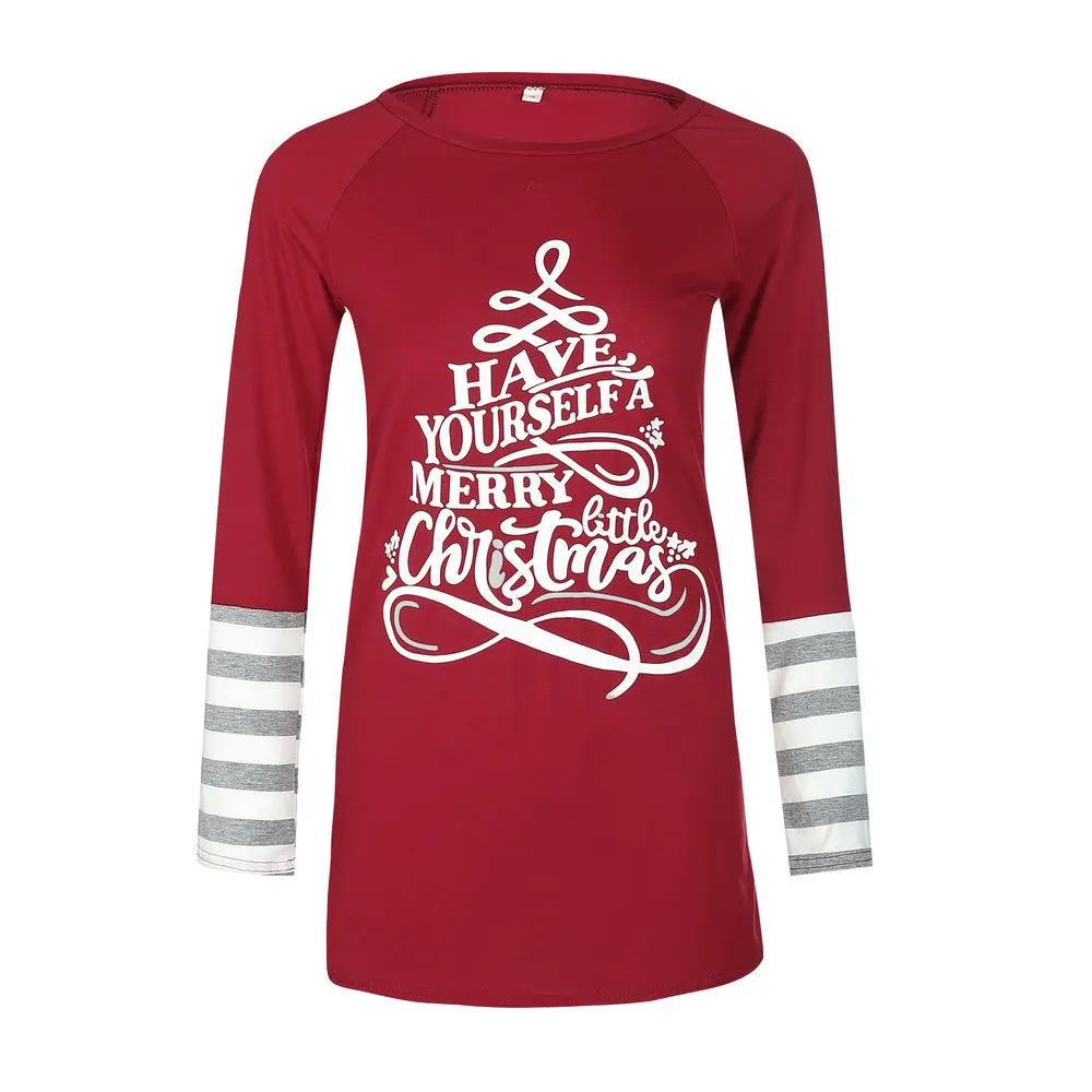 

Merry Christmas Tops T-shirts for Women Letter Print Long Sleeve O-Neck Casual Long Tops Winter T Shirt Female Roupas Feminina
