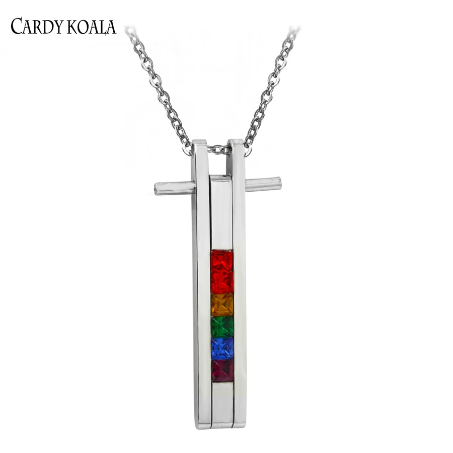 Cardy Koala простое дизайнерское ожерелье с крестом для мужчин красочное Радужное из