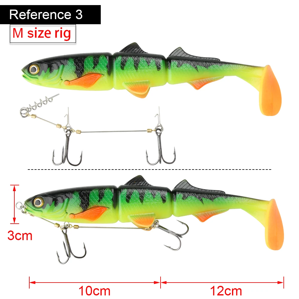 Black Pikeversatile Soft Fishing Lure With Stinger Rig Hook For