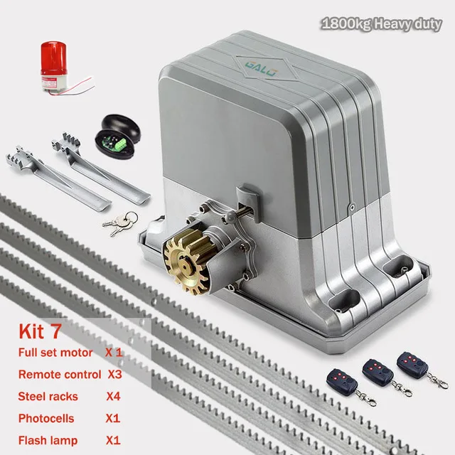 kit 7 1800KGS автоматические раздвижные ворота оператора AC220V/110 V мотор как доводчик двери ворота двигателя(датчик, кнопка, лампа, опционально - Цвет: kit 7