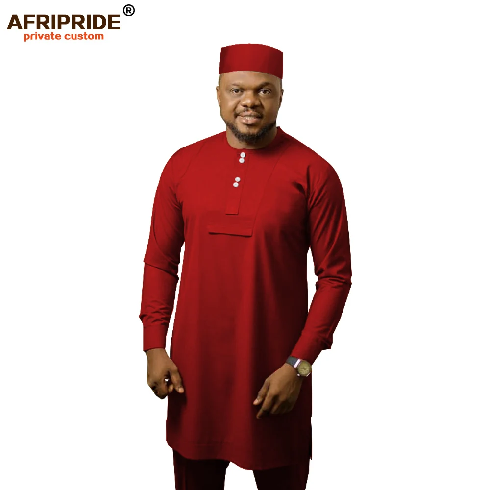 Африканская Мужская традиционная одежда комплект из 3 предметов Дашики Анкара шляпа рубашка брюки племенная верхняя одежда спортивный костюм A1916024