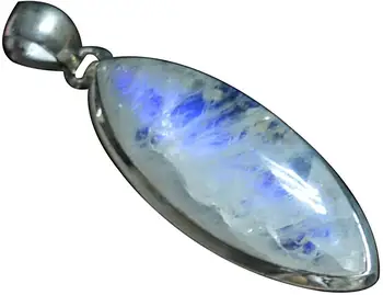 

Genuine Blue Fire Moonstone Pendant 925 Sterling Silver, 50.7 mm, 2SP0803