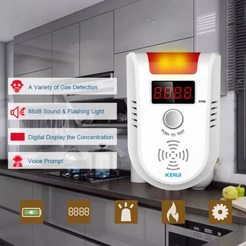 

Gas Detector Alarm KERUI GD13 LPG Gas LED Display Wireless Intelligent Sensor Voice Auto Detect Sensor Nature Leak Alarm System