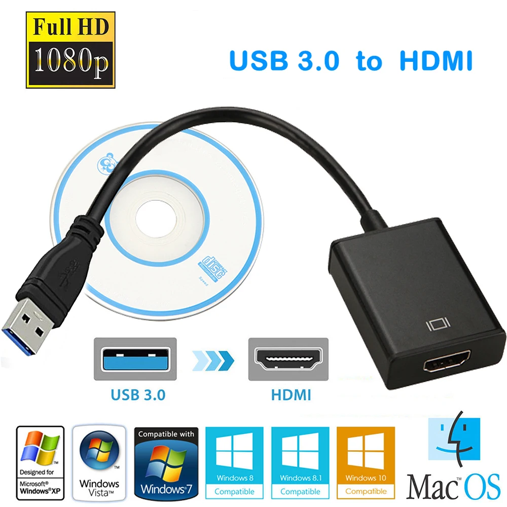USB 3 0 к HDMI 1080P графический адаптер конвертер мульти дисплей кабель для ПК ноутбук