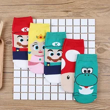 Милые носки с рисунками животных Харадзюку женские летние забавные низкие носки до лодыжки счастливые комфортные Дышащие носки