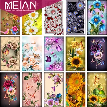 

Meian Flower Diamond Embroidery 5d Diamond Painting Flowers Full drill Diamond Mosaic Sale Picture Rhinestone Home Decor art