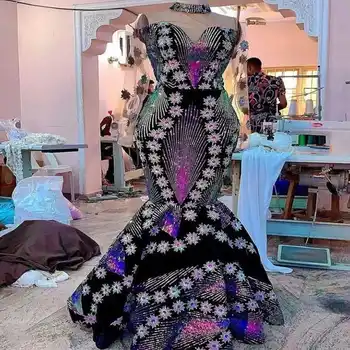 

hot sales Nigerian wedding lace Popular soft African Sequince velet lace fabric For Spring Summer long Dresses