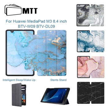 

MTT Case For Huawei MediaPad M3 8.4 inch BTV-W09 BTV-DL09 Marble PU Leather Tablet Case Flip Stand Smart Cover Protetcive Shell