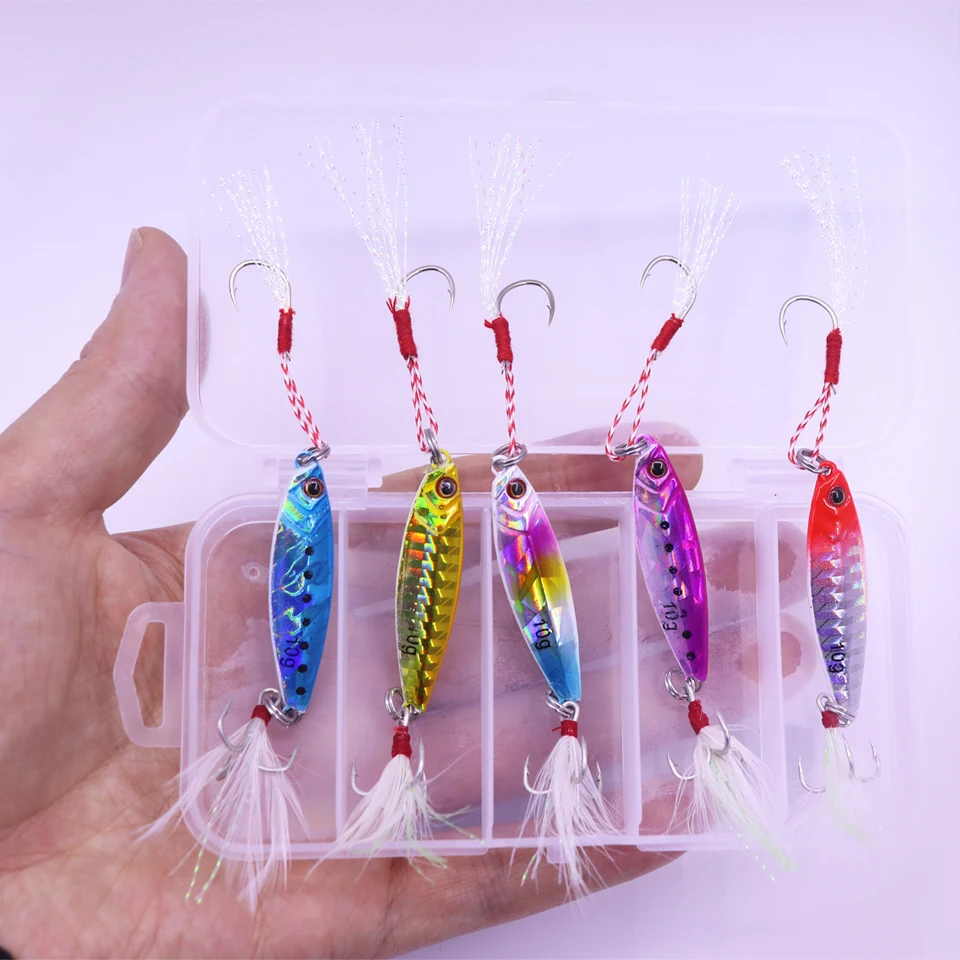 Новинка 5 шт./компл. набор рыболовных приманок для джиггинга ложка Спиннер