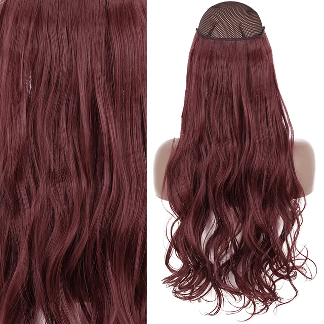 Synthetic No Clip Invisible Wire Hair Extensions Straight Natural Black Blonde One Piece False Hairpiece Halo Hair Extension J-99j