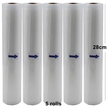 

5 Rolls/Lot Kitchen Food Vacuum Bag Storage Bags For Vacuum Sealer 28cm*500cm