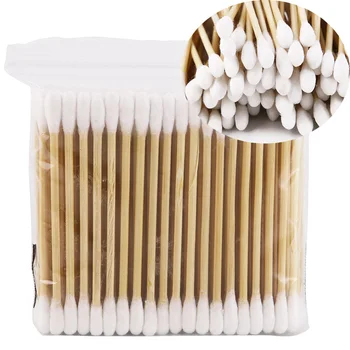 

100pcs/bag double-head disposable make-up soft cotton cotton swab wooden stick ear and nose cleaning tool cotton swab