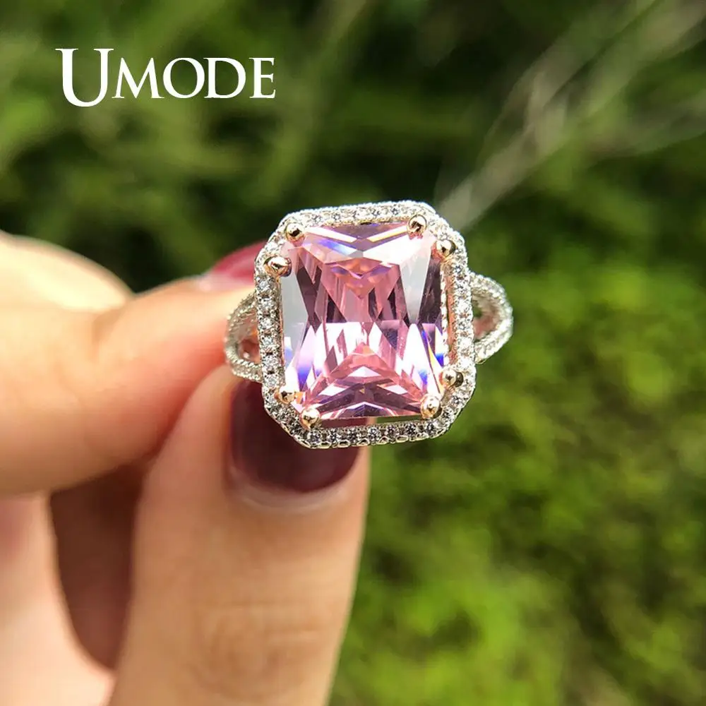 UMODE, винтажное обручальное кольцо, любовь, Розовый CZ кубический цирконий, кольцо для женщин, массивные модные роскошные ювелирные изделия UR0555