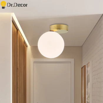 

Modern White Globe Round Ceiling Lamp Nordic Glass LED Ceiling Light Lustre Corridor Indoor Lighting Kitchen Living Room Lights