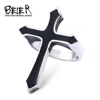 

Beier 316L stainless steel Gothic Vintage Black Cross Men's Ring Fashion Party High Quality Jewelry LLBR8-691R