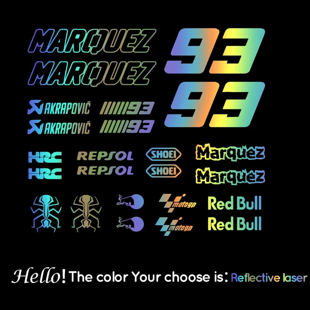 Marquez 93 Vinyl Stickers Motorcycle Decals Removable Car Sticker Motorbike Decal Decoration Reflective Laser