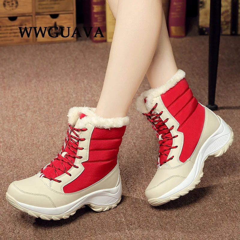 

High Quality Women Plus Velvet Warm Snowing Hiking Boots Plus Size Waterproof Non-slip Casual Flat Form Shoe High Top Sport Shoe